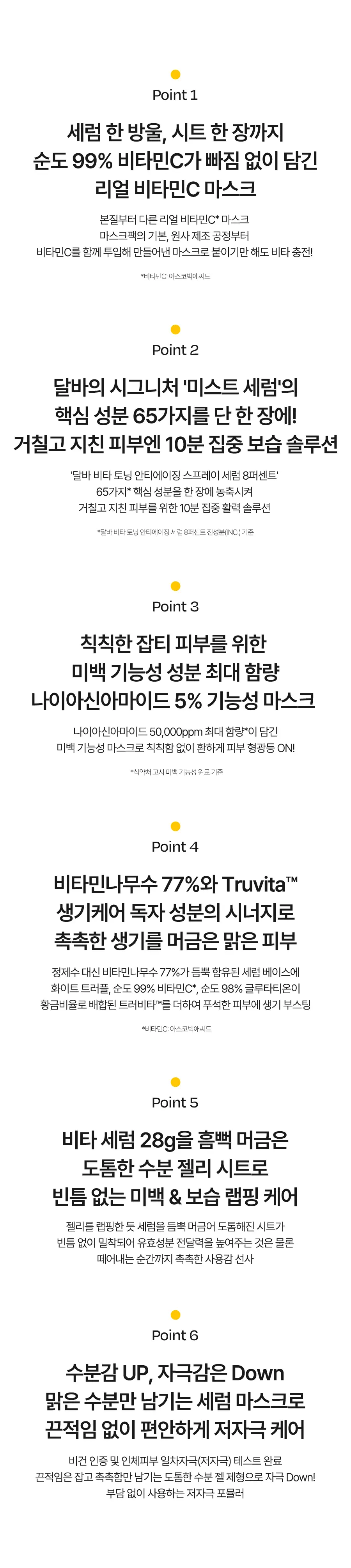[미백광채] 달바 비타 토닝 미스트 세럼 앤 나이아신아마이드 5퍼센트 마스크 4매입 상세페이지 2